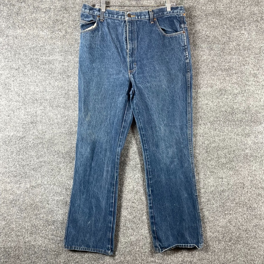 VTG Sheplers Jeans Mens 35x32 Blue Denim Straight Leg Dark Wash Western 90s USA